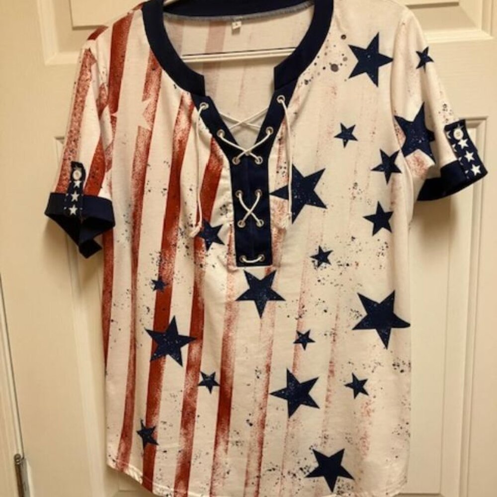 Stars and Stripes top w/earrings
